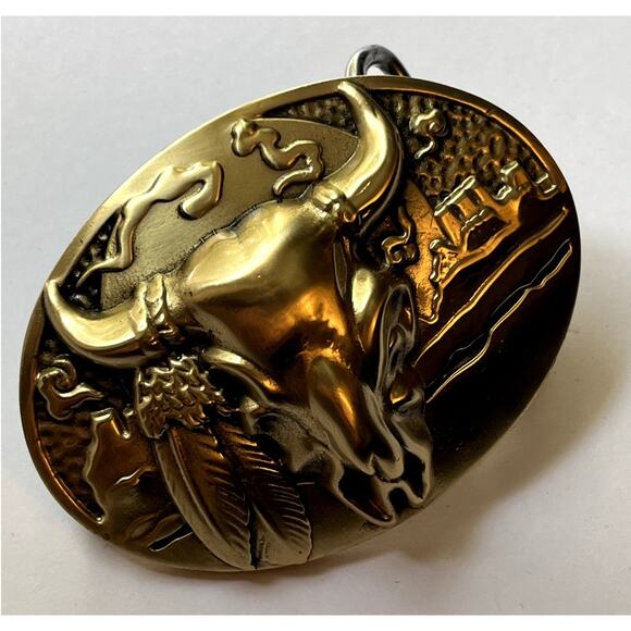 Jean’s Friend Cattle Bull Horn Skull Belt Buckle - Picture 4 of 10